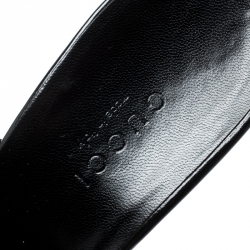 Pre Owned حذاء مولز غوتشي مقدمة مفتوحة تفاصيل أربطة جلد لامع أسود مقاس 36