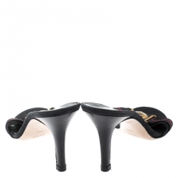 Pre Owned Gucci Black Guccissima Web Detail Hysteria Slides 38