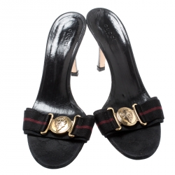 Pre Owned Gucci Black Guccissima Web Detail Hysteria Slides 38