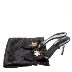 Pre Owned Gucci Black Guccissima Web Detail Hysteria Slides 38