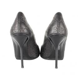 Pre Owned Gucci Black GG Leather Pumps Size 39.5