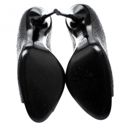 Pre Owned Gucci Black Guccissima Leather Peep Toe Pumps Size 40