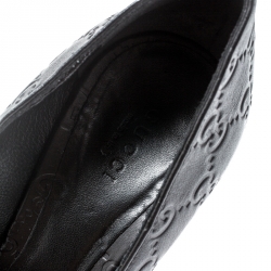 Pre Owned Gucci Black Guccissima Leather Peep Toe Pumps Size 40