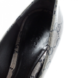 Pre Owned حذاء كعب عالي غوتشي كانفاس بيج/أزرق كريستال مقوى هورسبيت مقدم