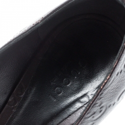 Pre Owned Gucci Brown Guccissima Leather Peep Toe Pumps Size 37.5