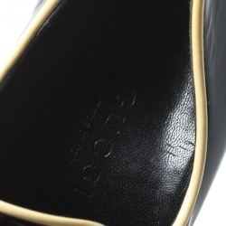 Pre Owned Gucci Black Patent Leather Newton Peep Toe Booties Size 36
