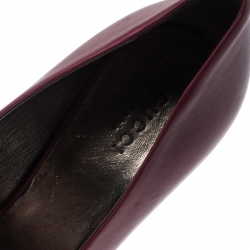 Pre Owned حذاء كعب عالي غوتشي مقدمة مفتوحة تفاصيل هورسبيت فليود جلد أرجواني مقاس 36.5