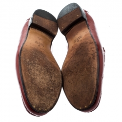 Pre Owned Gucci Red Leather 1953 Horsebit Loafers Size 37.5