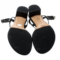 مملوكة مسبقًا صندل بإصبع غوتشي سير سلسلة جلد لامع أخضر زيتوني ميتالك مقاس 37.5