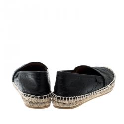 Pre Owned Gucci Rose Black Guccissima Leather Espadrilles Size 36