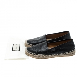 Pre Owned Gucci Rose Black Guccissima Leather Espadrilles Size 36