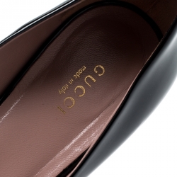 Pre Owned حذاء كعب عالي غوتشي مقدمة مفتوحة هورسبيت جلد لامع أسود مقاس 40