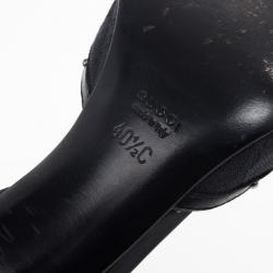 Pre Owned Gucci Black Leather Pointed Toe Ankle-Strap Heels Size 40.5