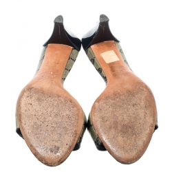 Pre Owned حذاء سلايدز غوتشي هيستريا كانفاس كريستال GG أزرق/ بيج مقاس 38