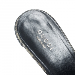 Pre Owned حذاء سلايدز غوتشي هيستريا كانفاس كريستال GG أزرق/ بيج مقاس 38