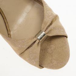 Pre Owned Gucci Guccissima Canvas Cyprus Cork Wedge Pumps Size 37