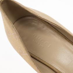Pre Owned Gucci Guccissima Canvas Cyprus Cork Wedge Pumps Size 37