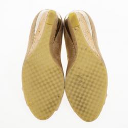 Pre Owned Gucci Guccissima Canvas Cyprus Cork Wedge Pumps Size 37