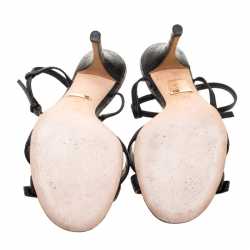 Pre Owned صندل غوتشي إبزيم سير T جلد غوتشيسيما أسود مقاس 36