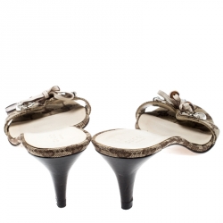 مملوكة مسبقًا حذاء سلايد غوتشي كانفاس GG بيج بامبو بشراشيب هورسبيت مقاس 41