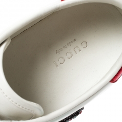 Pre Owned Gucci White Leather Ace Embroidered Arrow Appliqué Low Top Sneakers Size 38