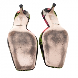 مملوكة مسبقًا Gucci Black Floral Brocade Fabric Dionysus Square Toe Slip On Mules Size 37.5