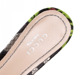 مملوكة مسبقًا Gucci Black Floral Brocade Fabric Dionysus Square Toe Slip On Mules Size 37.5