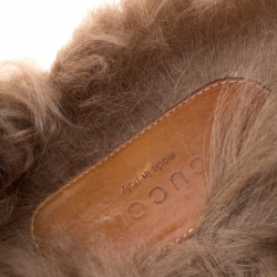 Pre Owned Gucci Pink Leather And Fur Lined Princetown Flat Mule Loafers Size 41