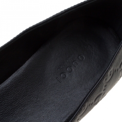 Pre Owned Gucci Black Guccissima Leather Web detail Ballet Flat Size 37