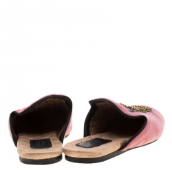 Pre Owned حذاء مولز غوتشي قطيفة مزخرف ثعبان أصفر/ وردي مقاس 35.5