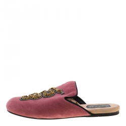 Pre Owned حذاء مولز غوتشي قطيفة مزخرف ثعبان أصفر/ وردي مقاس 35.5