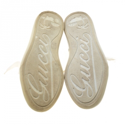 Pre Owned حذاء رياضي غوتشي أربطة جلد لامع أصفر مقاس 37