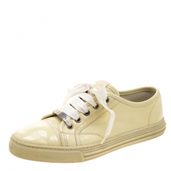 Pre Owned حذاء رياضي غوتشي أربطة جلد لامع أصفر مقاس 37