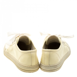 Pre Owned حذاء رياضي غوتشي أربطة جلد لامع أصفر مقاس 37