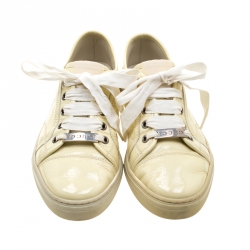 Pre Owned حذاء رياضي غوتشي أربطة جلد لامع أصفر مقاس 37