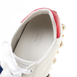 Pre Owned Gucci White Leather Ace Studded Lace Up Sneakers Size 39.5
