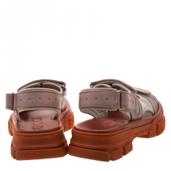 Pre Owned Gucci Tricolor Leather And Mesh Aguru Platform Sandals Size 37.5