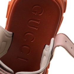 Pre Owned Gucci Tricolor Leather And Mesh Aguru Platform Sandals Size 37.5