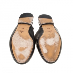 Pre Owned Gucci Black Leather Princetown Flat Slide Loafers Size 38.5