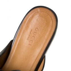 Pre Owned Gucci Black Leather Princetown Flat Slide Loafers Size 38.5