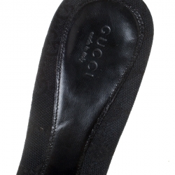 Pre Owned صندل غوتشي كانفاس غوتشيسيما أسود هورسبيت مقدمة مفتوحة مقاس 40