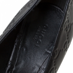 Pre Owned حذاء كعب عالي غوتشي مقدمة مفتوحة جلد غوتشيسيما أسود مقاس 41