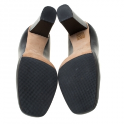 Pre Owned Gucci Black Leather Horsbit Block Heel Pumps Size 41