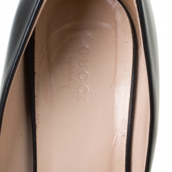Pre Owned Gucci Black Leather Horsbit Block Heel Pumps Size 41