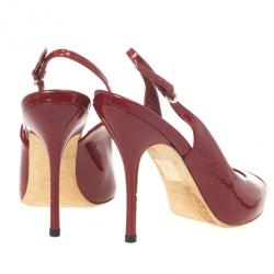 مملوكة مسبقًا Gucci Red Patent Sofia Peep Toe Slingback Sandals Size 39.5