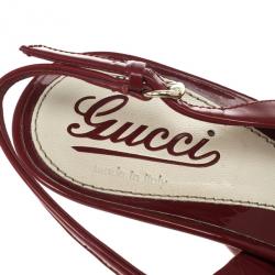 مملوكة مسبقًا Gucci Red Patent Sofia Peep Toe Slingback Sandals Size 39.5