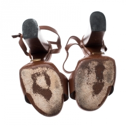 Pre Owned صندل غوتشي ليفورد هورسبيت سير كاحل جلد بني مقاس 37