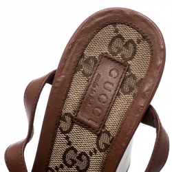 Pre Owned صندل غوتشي ليفورد هورسبيت سير كاحل جلد بني مقاس 37