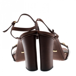 Pre Owned صندل غوتشي ليفورد هورسبيت سير كاحل جلد بني مقاس 37