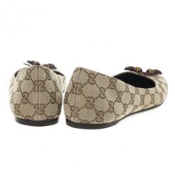Pre Owned Gucci Guccissima Canvas Bamboo Tassel Ballet Flats Size 41